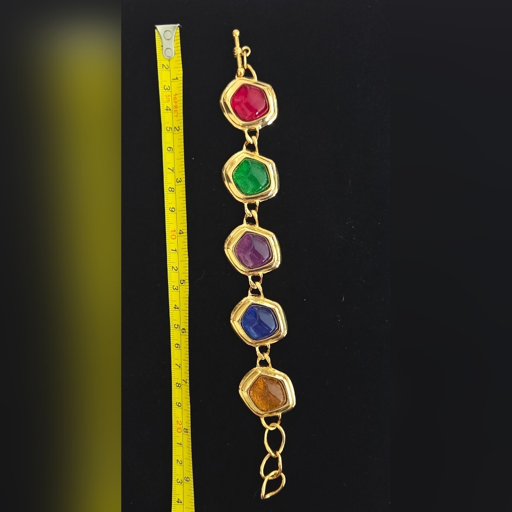 Vintage Avon Multicolor Gemstone Gold Bracelet